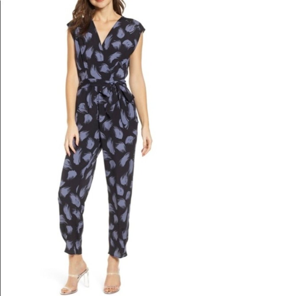 { Leith } Tie Waist Print Jumpsuit